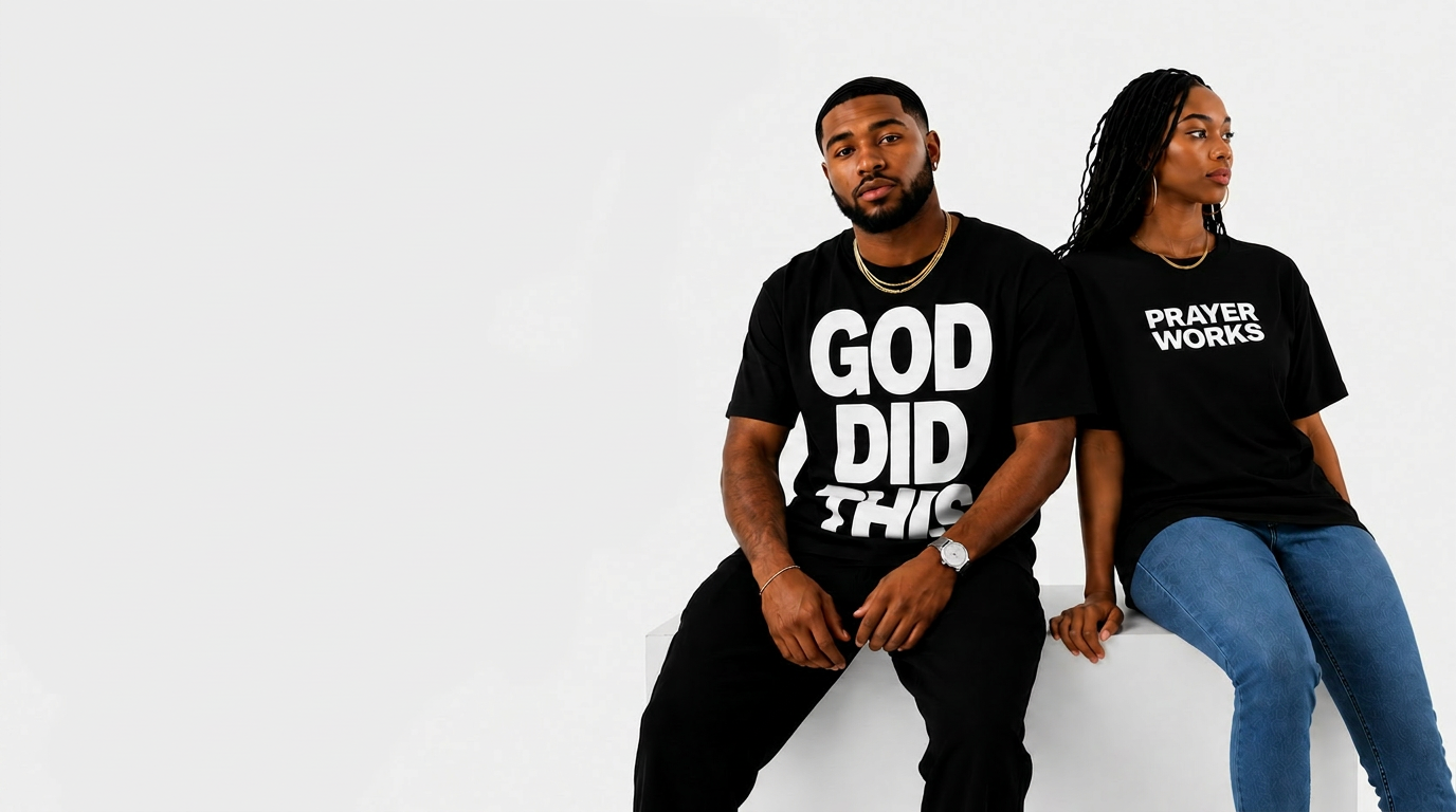 Couple wearing God Did This tees